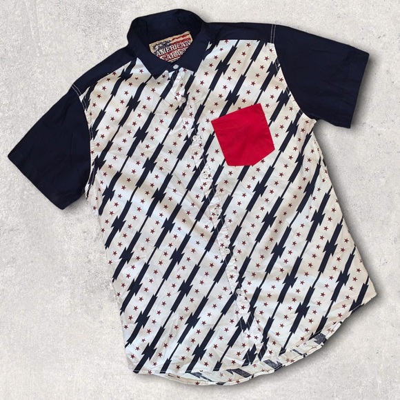 American Garage Star Stripe Men’s Shirt, Size M - Picture 3 of 11